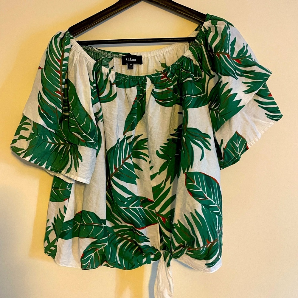 Aakaa Leaf Print Crop Top